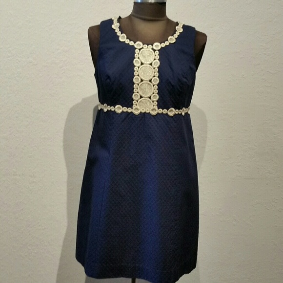 Lilly Pulitzer Dresses & Skirts - Lilly Pulitzer Navy Dress with Gold Accents